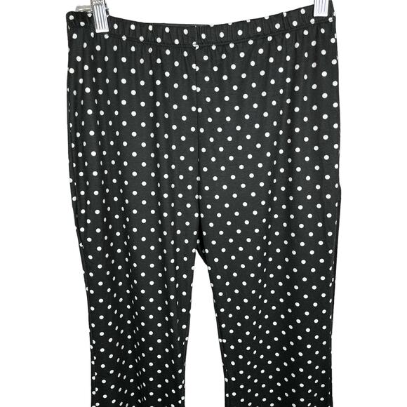 Shein Black Polka Dot Bell Bottom Wide Leg Pants PL - Picture 4 of 5
